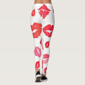 Rote und rosa Muster Art Leggings (Rückseite)