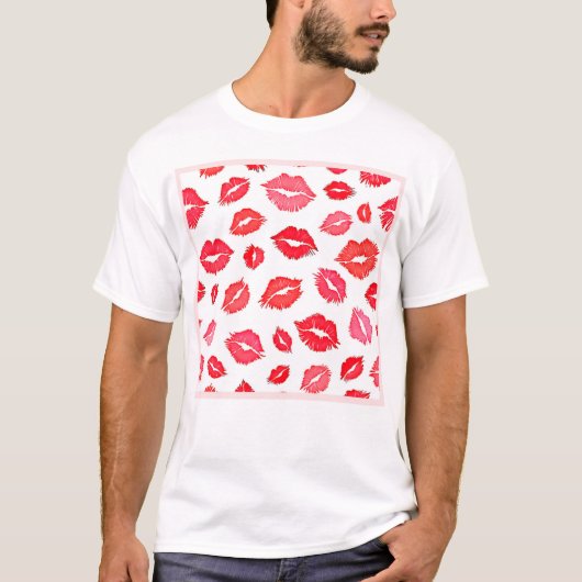 Rote und rosa Muster Art T-Shirt (Vorderseite)