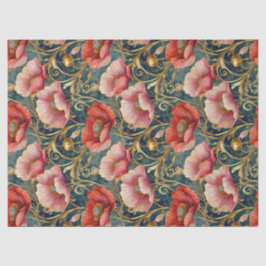 Rote und rosa Pflaumen, Allover-Muster Seidenpapier