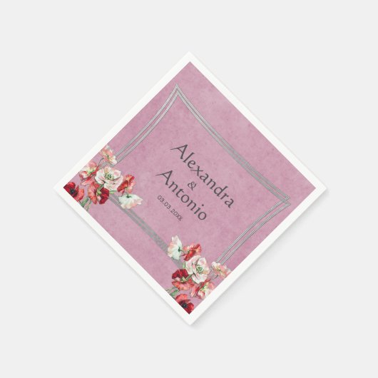 Rote und rosa Pflaumen Serviette (Ecke)