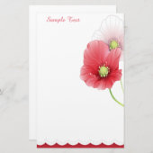 Rote und rosa Pflücken - Geschirr Briefpapier (Vorne/Hinten)