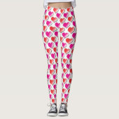 Rote und rosa Polka Dot Pattern Leggings (Vorderseite)