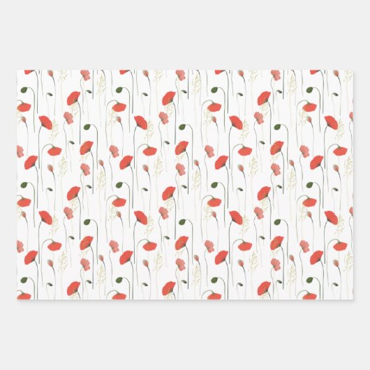Rote und rosa Poppies Geschenkpapier Set (Vorderseite 3)