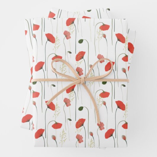 Rote und rosa Poppies Geschenkpapier Set (Beispiel)