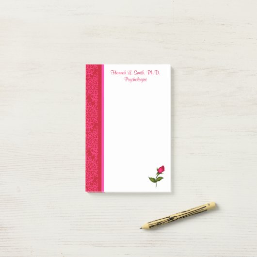 Rote und rosa post-it klebezettel (Auf Schreibtisch)