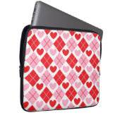 Rote und rosa Raute Herzmuster Laptopschutzhülle (Vorne Rechts)