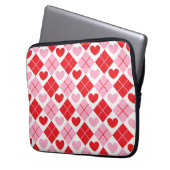 Rote und rosa Raute Herzmuster Laptopschutzhülle (Vorderseite Links)