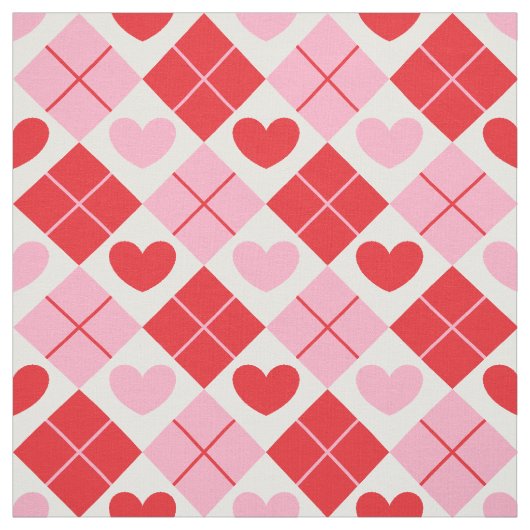 Rote und rosa Raute Herzmuster Stoff (Muster)