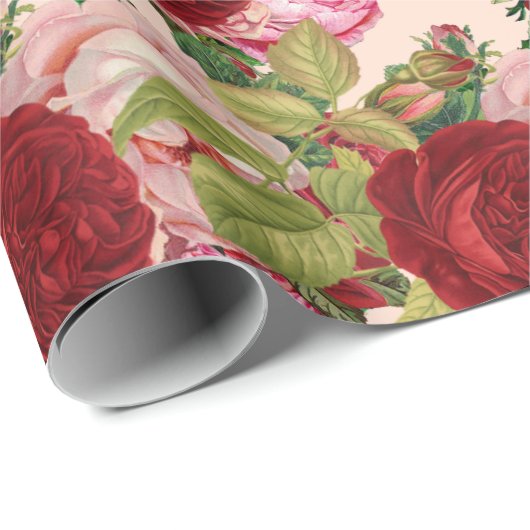 Rote und rosa Rose Decoupage Craft oder Geschenkpapier (Rolleneckpunkt)