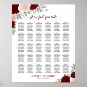 Rote und rosa Rosen 30 Tabelle Hochzeitstabelle Poster (Vorne)