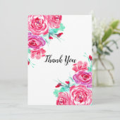 Rote und rosa Rosen Dankeskarte (Stehend Vorderseite)