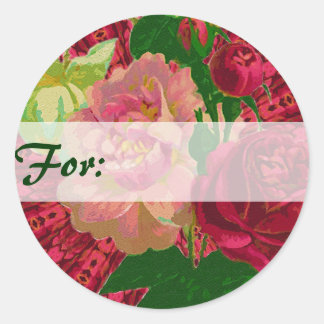 Rote und rosa Rosen Geschenk Tag Runder Aufkleber