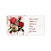 Rote und rosa Rosen individuell einstellbar Adressaufkleber (Vorne)