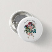 Rote und rosa Rosen mit einer Schleife  Button (Vorne & Hinten)