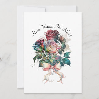 Rote und rosa Rosen mit einer Schleifkarte Einladung