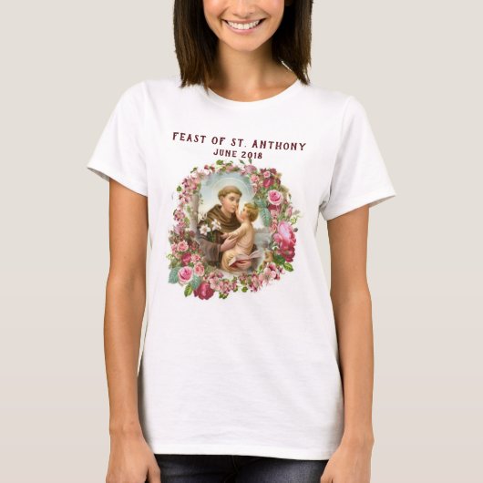 Rote und rosa Rosen St Anthony T-Shirt (Vorderseite)