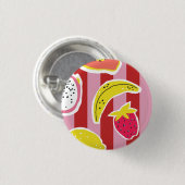 rote und rosa Streifen mit tropischen Früchten Button (Vorne & Hinten)