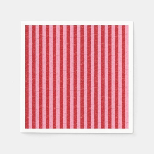 Rote und rosa Streifen Serviette (Vorderseite)