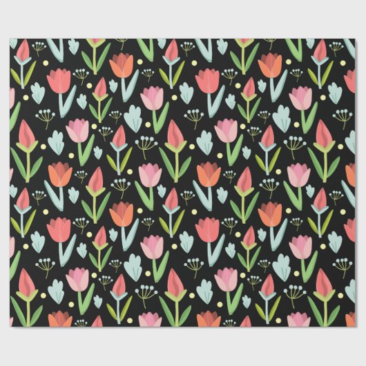 Rote und rosa Tulpen Geschenkpapier (Flach)
