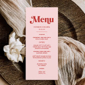 Rote und rosa Valentine Wedding Menükarte