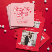 Rote und rosa Valentines Hochzeitssemble Foto Save The Date