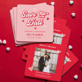 Rote und rosa Valentines Hochzeitssemble Foto Save The Date