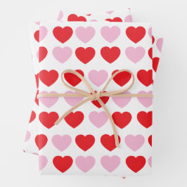 Rote und rosa Valentinstag Herz Geschenkpapier Set