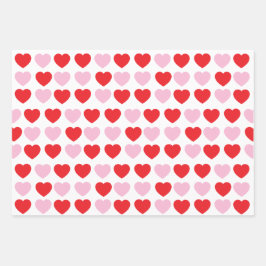 Rote und rosa Valentinstag Herz Geschenkpapier Set
