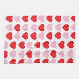 Rote und rosa Valentinstag Herz Geschirrtuch