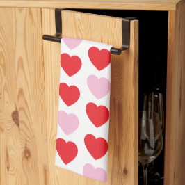 Rote und rosa Valentinstag Herz Geschirrtuch