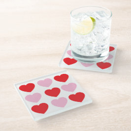 Rote und rosa Valentinstag Herz Glasuntersetzer