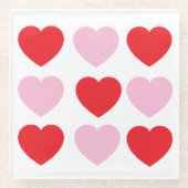 Rote und rosa Valentinstag Herz Glasuntersetzer (Vorderseite)