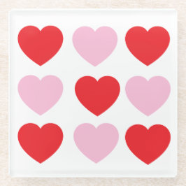 Rote und rosa Valentinstag Herz Glasuntersetzer