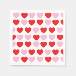 Rote und rosa Valentinstag Herz Serviette