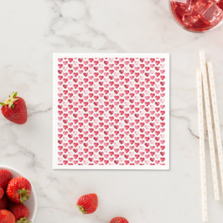 Rote und rosa Wasserfarben-Herzen Valentinstag Serviette