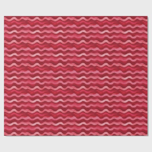 Rote und rosa Wavy Lines Geschenkpapier (Flach)