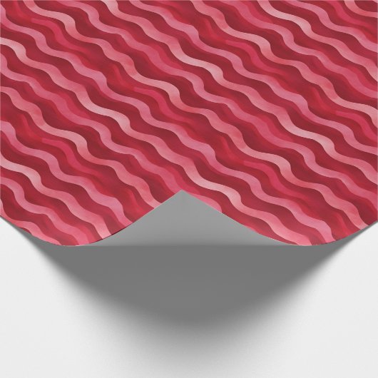 Rote und rosa Wavy Lines Geschenkpapier (Ecke)
