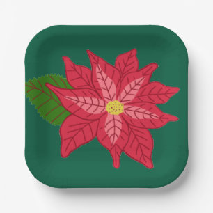 Rote und rosa Weihnachts-Poinsettie Pappteller
