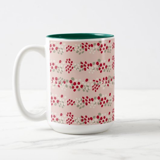 Rote und rosa Weihnachtsberries Zweifarbige Tasse (Links)