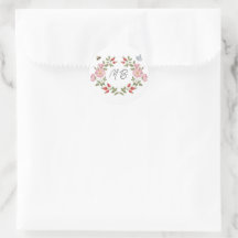 Rote und rosa Wildblumen Beeren Florales Monogramm