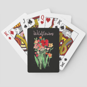 Rote und rosa Wildblumen Text Spielkarten