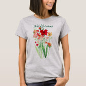 Rote und rosa Wildblumen Text T-Shirt (Vorderseite)