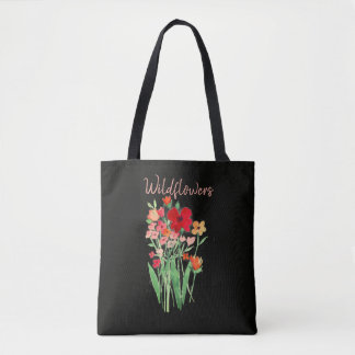 Rote und rosa Wildblumen Text Tasche
