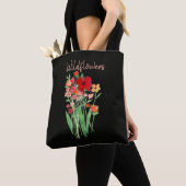 Rote und rosa Wildblumen Text Tasche (Von Nahem)