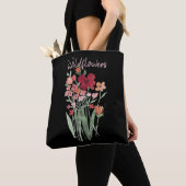 Rote und rosa Wildblumen Text Tasche (Von Nahem)