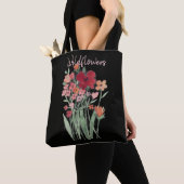Rote und rosa Wildblumen Text Tasche (Von Nahem)