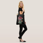 Rote und rosa Wildblumen Text Tasche (Am Model)