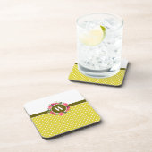 Rote und rosafarbene Blume Wreath Polka Dots Getränkeuntersetzer (Rechte Seite)