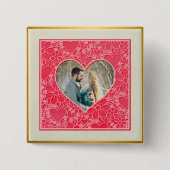 Rote und rosafarbene blumenreiche Herzen Valentins Button (Vorderseite)