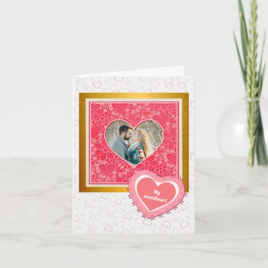 Rote und rosafarbene blumenreiche Herzen Valentins Einladung (Vorderseite)